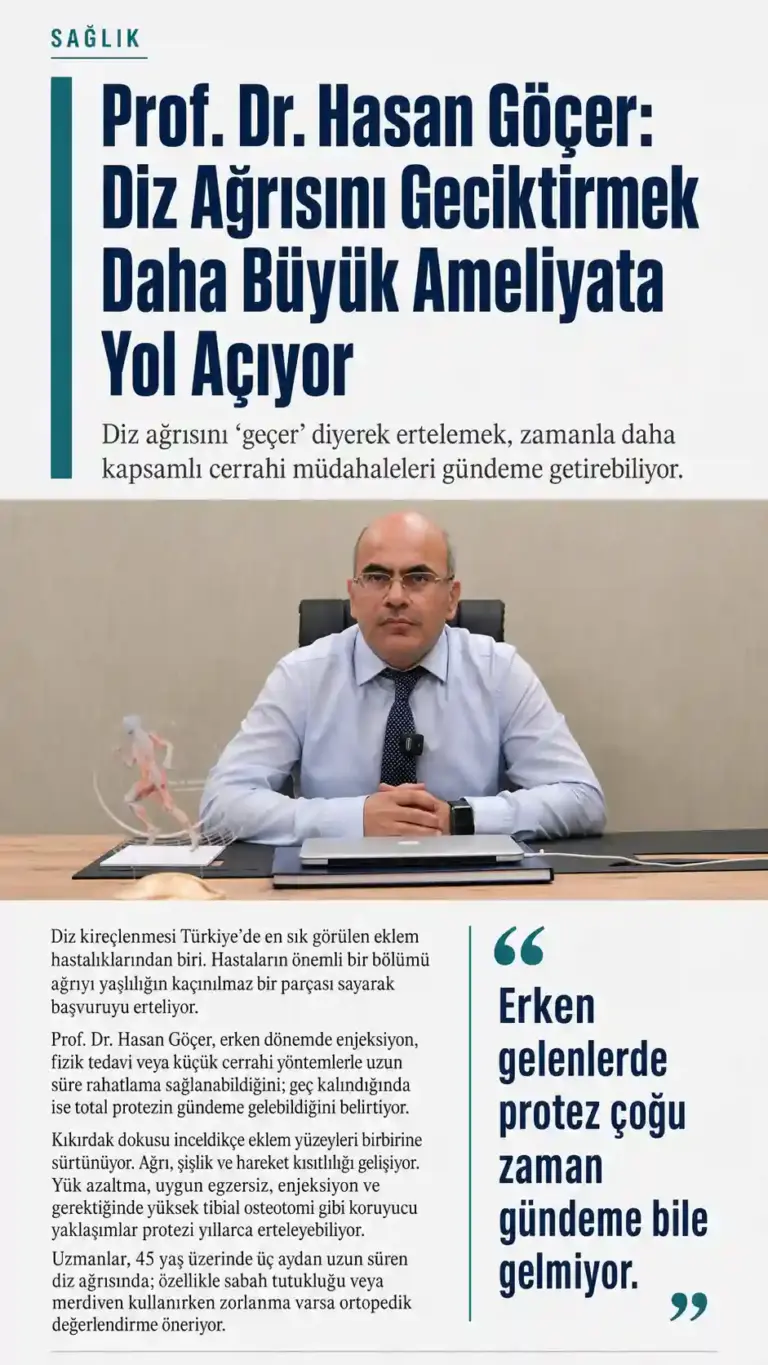 Prof. Dr. Hasan Göçer: “Diz Ağrısını Geciktirmek Daha Büyük Ameliyata Yol Açıyor”